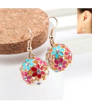 Korean Fashion Exquisite Hollow Floral Ball Pendant Earrings