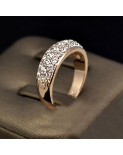 Exquisite Austrian Rhinestone Inlaid Simple Style 18K Rose Gold Ring