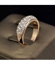 Exquisite Austrian Rhinestone Inlaid Simple Style 18K Rose Gold Ring