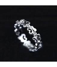 Elegant Austrian Rhinestone Embedded Quatre Butterfly Design Platinum Ring