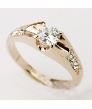 Transparent Austrian Zircon Embedded Four Claws Design 18K Rose Gold Ring