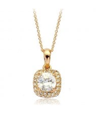 Delicate Crystal Square Pendant 18K Rose Gold Necklace