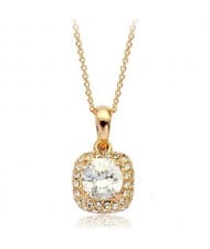 Delicate Crystal Square Pendant 18K Rose Gold Necklace