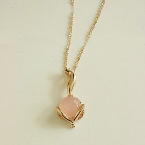 Opal Fox Pendant 18K Rose Gold Necklace - Pink