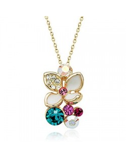 Magical Austrian Crystal Flower 18K Rose Gold Necklace