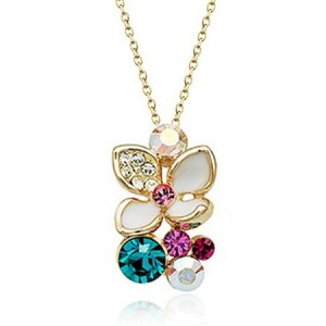 Magical Austrian Crystal Flower 18K Rose Gold Necklace