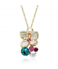 Magical Austrian Crystal Flower 18K Rose Gold Necklace