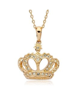 Austrian Crystals 18K Rose Gold Imperial Crown Pendant Necklace