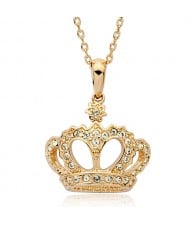 Austrian Crystals 18K Rose Gold Imperial Crown Pendant Necklace