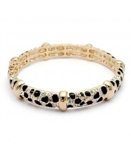 Austrian Crystal Inlaid with Black Oil-spot Glazed Knots Design 18K Rose Gold Bangle