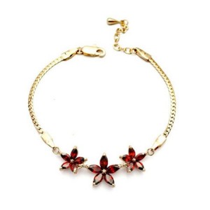 Romantic Red Flowers Pendants 18K Rose Gold Bracelet