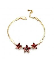 Romantic Red Flowers Pendants 18K Rose Gold Bracelet