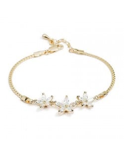 Romantic Transparent Flowers Pendants 18K Rose Gold Bracelet
