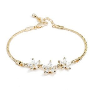 Romantic Transparent Flowers Pendants 18K Rose Gold Bracelet