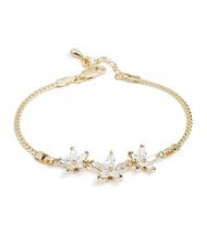 Romantic Transparent Flowers Pendants 18K Rose Gold Bracelet