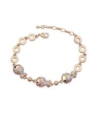 Triple Cute Fish Pendants Design 18K Rose Gold Bracelet - Multicolor