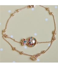 Colorful Austrian Crystal Embelished Clown Fish Pendant Rose Gold Bracelet