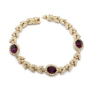 Purple Austrian Crystal Inlaid Garland Rose Gold Plated Bracelet