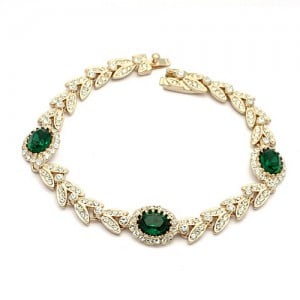 Green Austrian Crystal Inlaid Garland Rose Gold Plated Bracelet
