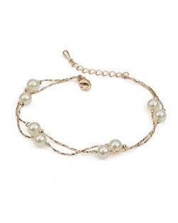 Pearls Fashion 18K Rose Gold String Bracelet