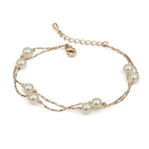 Pearls Fashion 18K Rose Gold String Bracelet