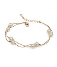 Pearls Fashion 18K Rose Gold String Bracelet