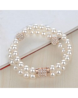 Dual Layer Pearl Fashion Rose Gold Bracelet