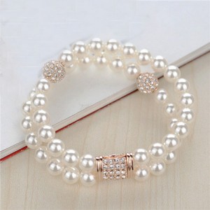 Dual Layer Pearl Fashion Rose Gold Bracelet