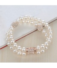 Dual Layer Pearl Fashion Rose Gold Bracelet