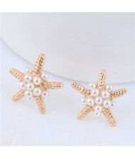 Sweetie Cute Pearl Decorated Sea Starfish Earrings