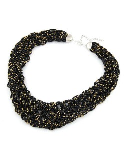 Bohemian Mini Beads Weaving Chunky Style Necklace - Black