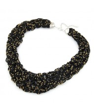 Bohemian Mini Beads Weaving Chunky Style Necklace - Black