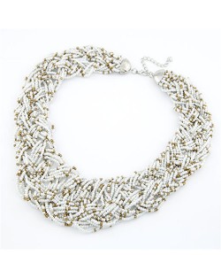 Bohemian Mini Beads Weaving Chunky Style Necklace - White