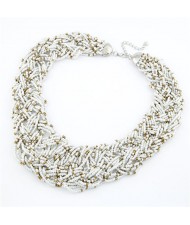 Bohemian Mini Beads Weaving Chunky Style Necklace - White