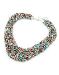 Bohemian Mini Beads Weaving Chunky Style Necklace - Multicolor