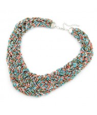 Bohemian Mini Beads Weaving Chunky Style Necklace - Multicolor