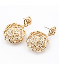 Korean Fashion Golden Hollow Rose Design Earrings