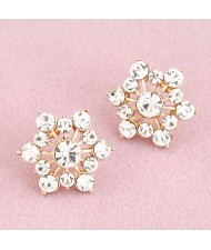 Sweet Korean Fashion Czech Rhinestone Snowflake Ear Studs