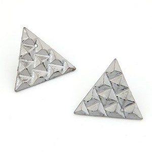 Concave-convex Triangle Ear Studs - Gray