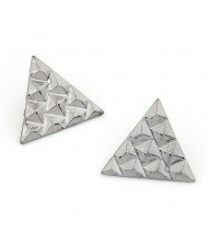 Concave-convex Triangle Ear Studs - Gray