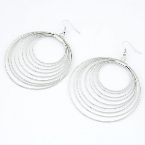 Korean Fashion Multiple Hoops Earrings - Silver