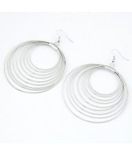 Korean Fashion Multiple Hoops Earrings - Silver