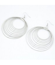 Korean Fashion Multiple Hoops Earrings - Silver