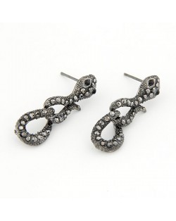 Gothic Snake Ear Studs - Black