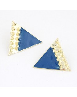 Rivets Style Triangle Ear Studs - Blue