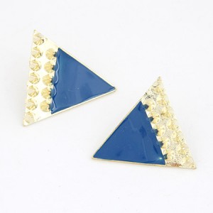 Rivets Style Triangle Ear Studs - Blue