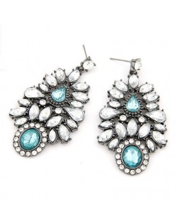 Luxurious Transparent Leaves Cluster Gem Fashion Dangling Earrings