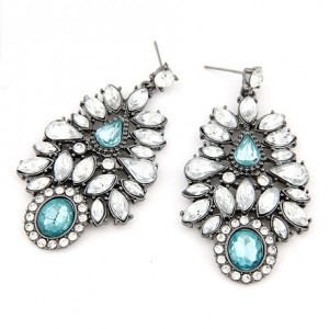 Luxurious Transparent Leaves Cluster Gem Fashion Dangling Earrings