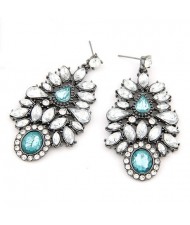 Luxurious Transparent Leaves Cluster Gem Fashion Dangling Earrings