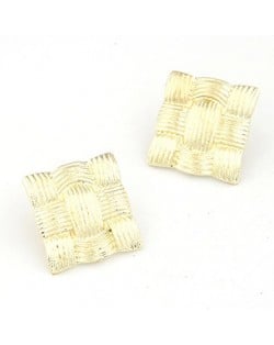 Vintage Weaving Prints Square Ear Studs - Golden